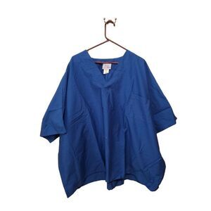 Ams Women Short Sleeve Scrub Top 8X Royal Blue